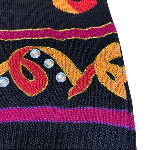 Oleg Cassini Vintage Beaded Embellished Ribbon Jewel Ramie Cotton Knit Sweater M - Picture 6 of 6